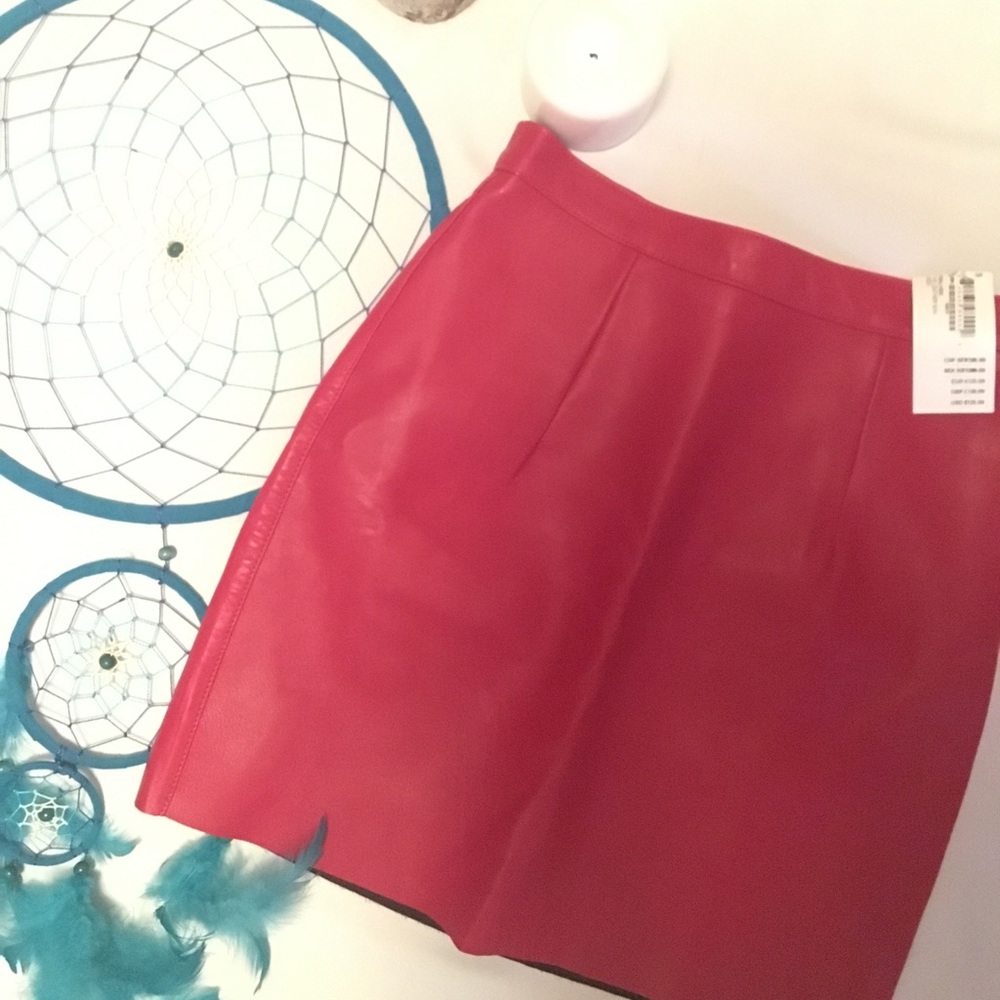 Red Leather Mini Skirt